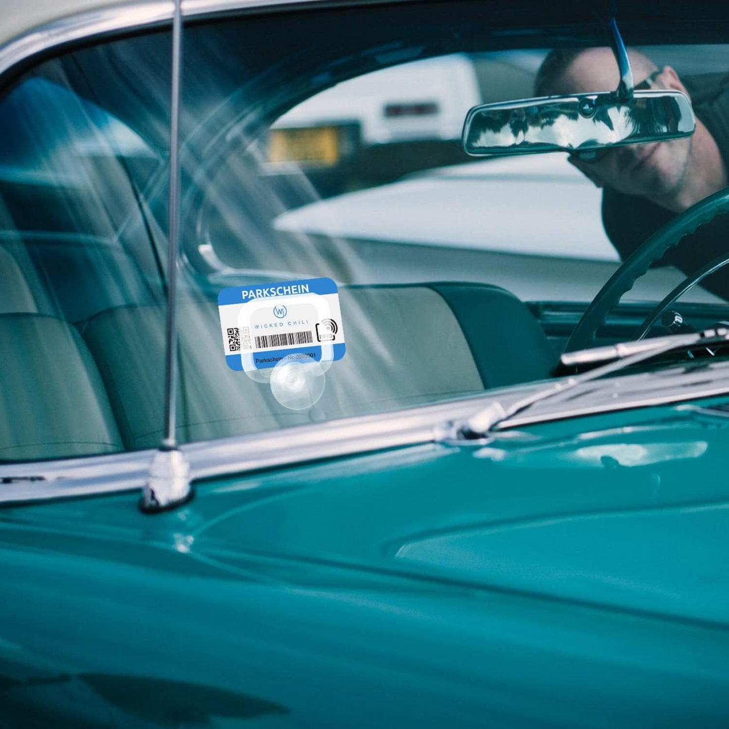 2X Parking Permit, Ticket and Note Holder for Car Windscreen, Clips with Removable Suction Cup, Avoid Parking fine, Set of 2 (Made in Germany) Transparent