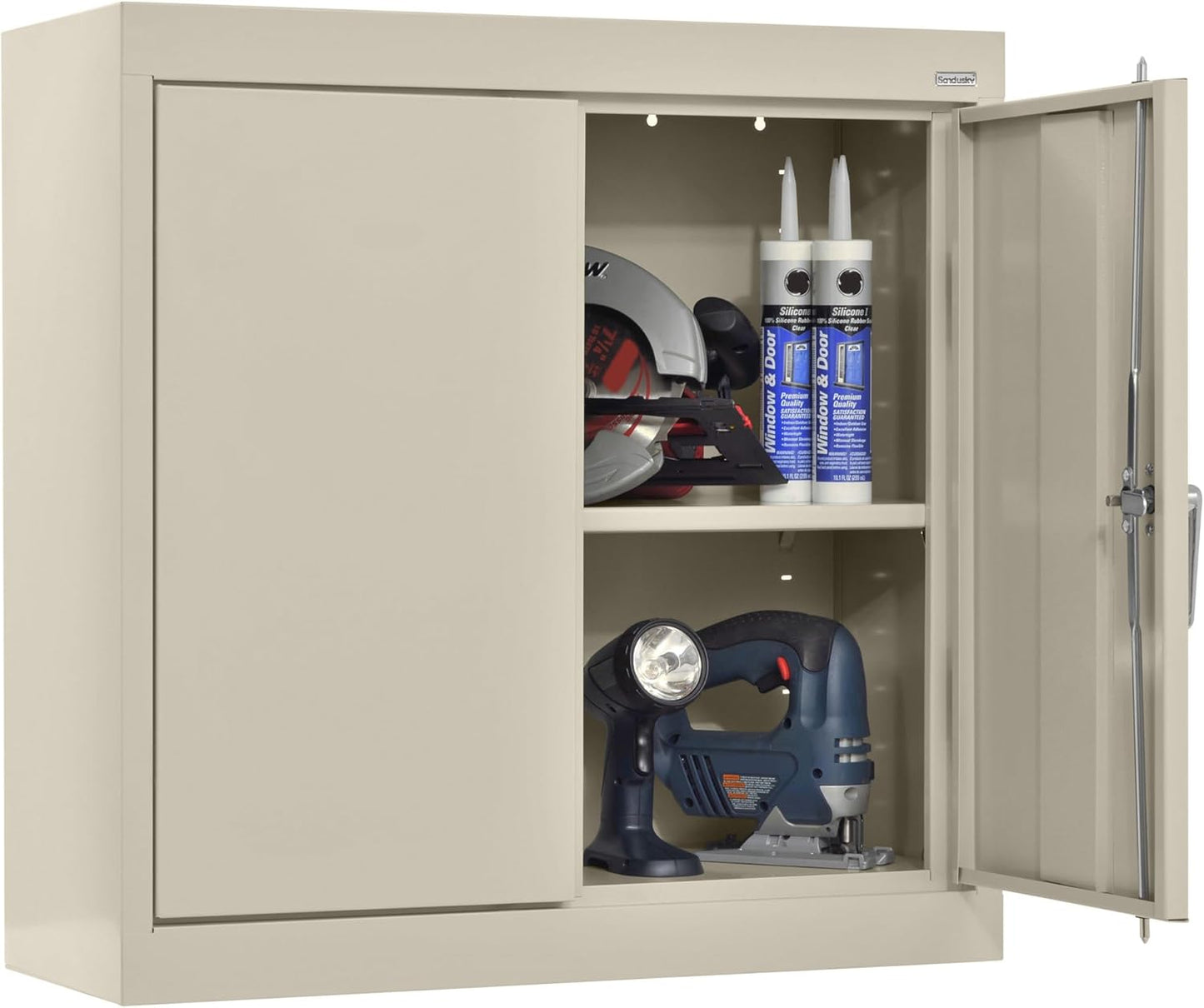 Sandusky Lee WA11301226-07 Wall-Mount Metal Storage Cabinet with Adjustable Shelf, Locking Handle, 200lb Capacity, 12" Depth x 30" Width x 26" Height, Putty