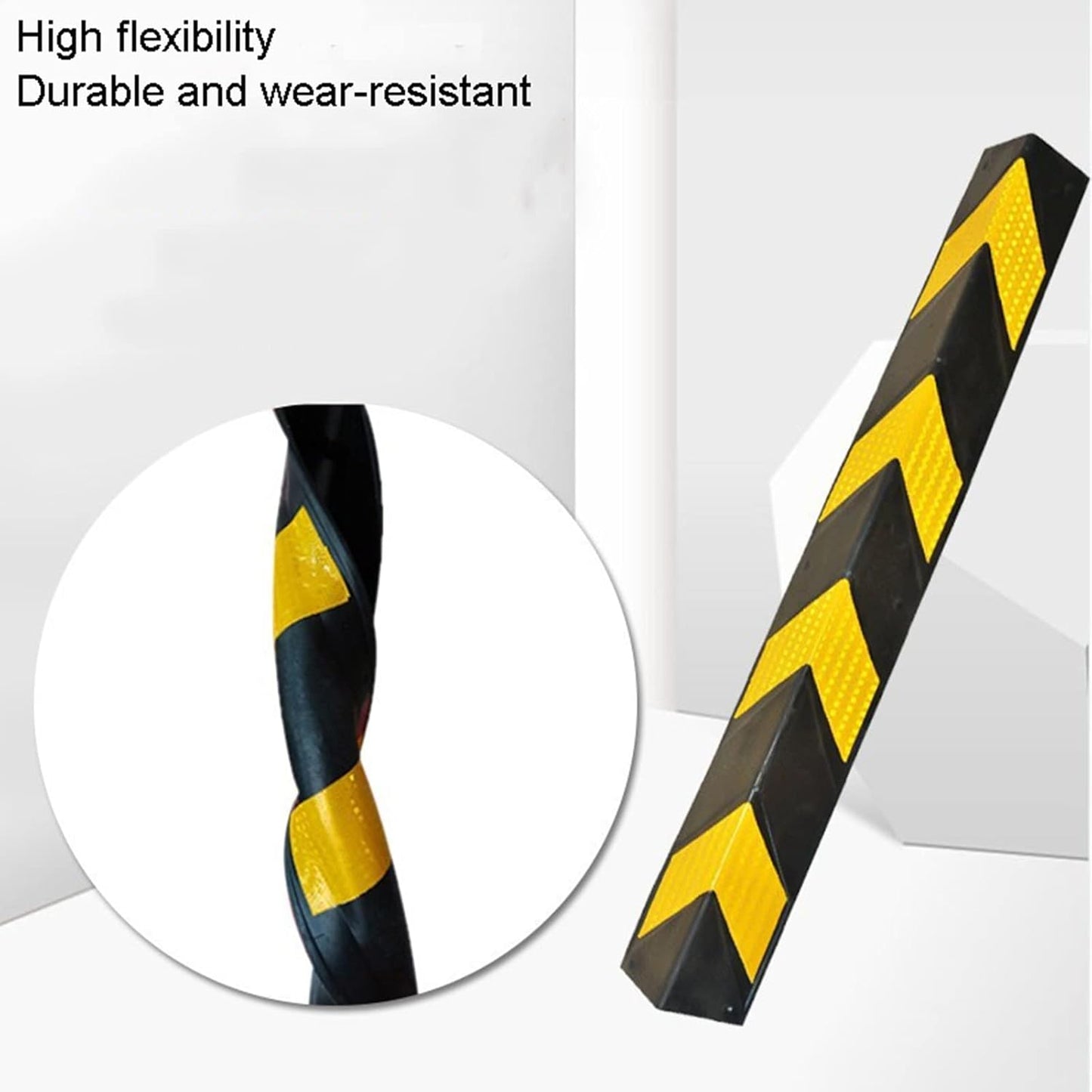 XPLKQXE Reflective Rubber Wall Corner Guard, Rubber Wall Protector Corner Protector, for Parking Protection Car Corner Guardrail Post (Color : Black+Yellow, Size : 16pcs)