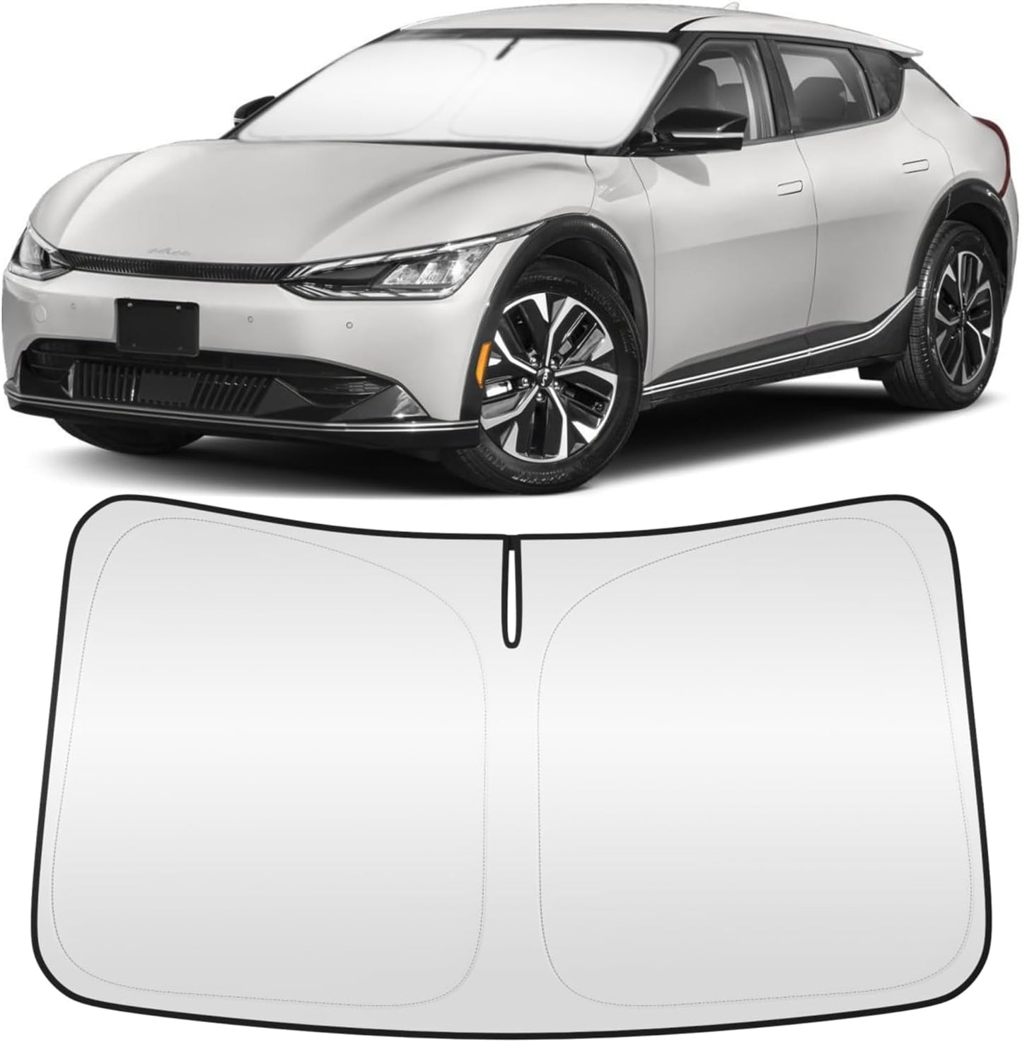 Windshield Sun Shade for Kia EV6 2022 2023 2024 2025 Custom Fit Foldable Front Window Sunshade Sun Visor Protector Block UV Rays Keep Your Car Cooler