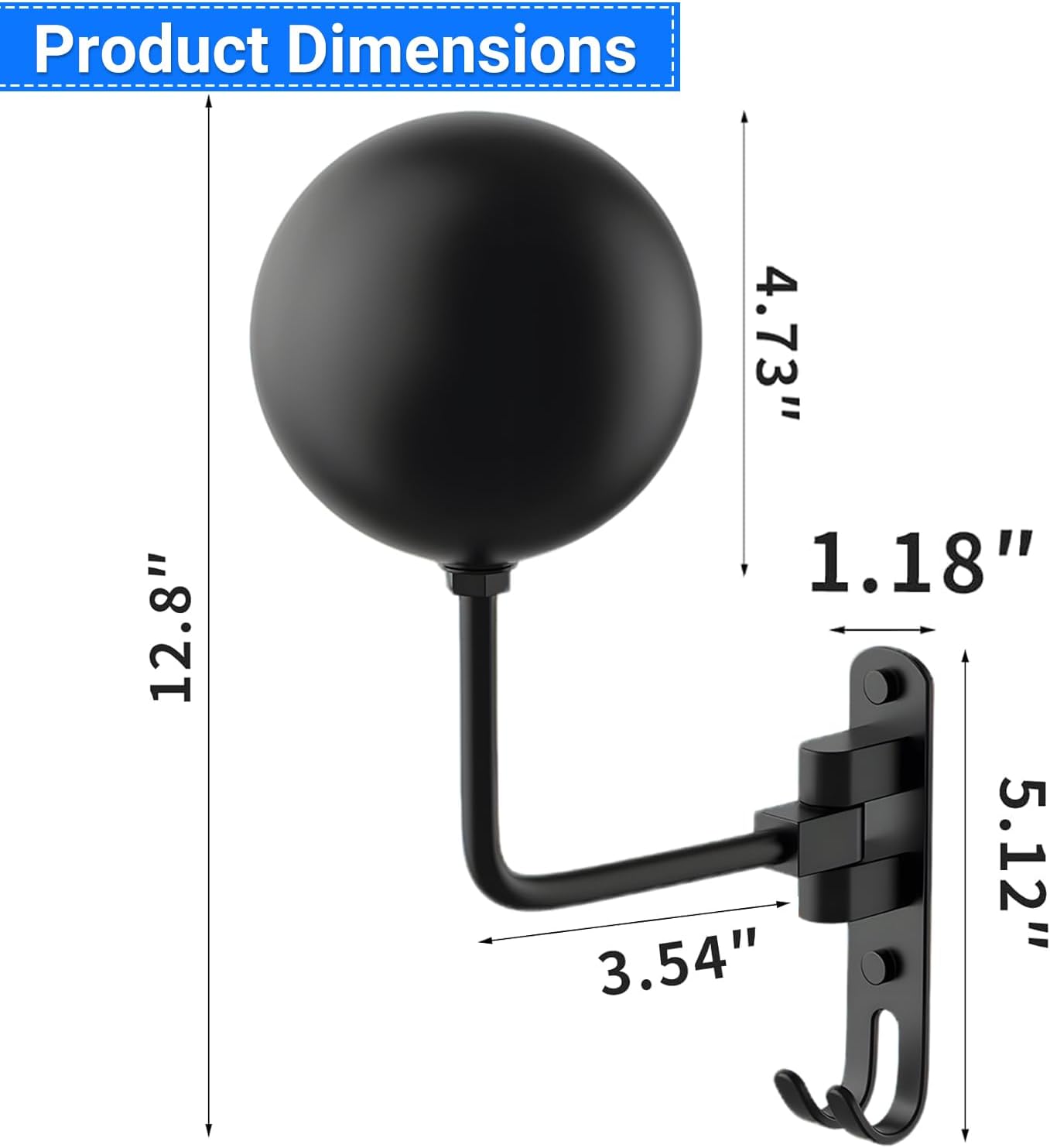 aiGear Motorcycle Helmet Holder, 180°Rotatable Motorcycle Helmet Rack with Double Hooks, Space Aluminum Motorcycle Helmet Holder Wall Mount for Motorcycle Bike Coats, Baseballs, Rugby Helmet (1 Pack)