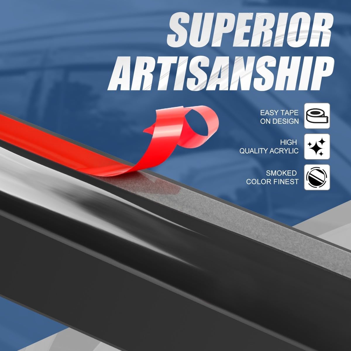 Auto Dynasty 4Pcs Carbon Fiber Pattern Window Visors Compatible with 2010 2011 2012 2013 Mazda 3 Hatchback, Tape-On Front & Rear Window Deflectors Rain Guards Sun Air Side Vent Shade, Glossy Black