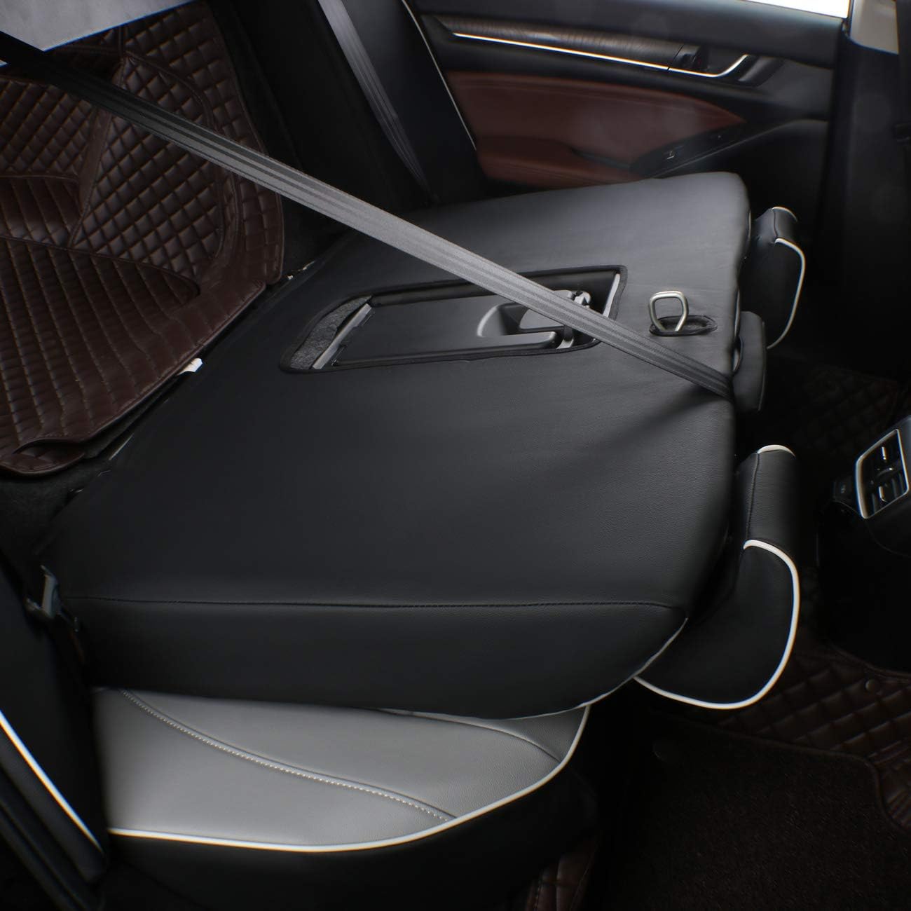 EKR Accord Car Seat Covers for Honda Accord 2023 2024 2025 EX,SE &2023-2025 (Hybrid) Sport,EX-L,Sport-L,Touring,(Rear Row W/40/60 Split Backrest),Leather Seat Covers for Trucks Full Set (Black/Gray)