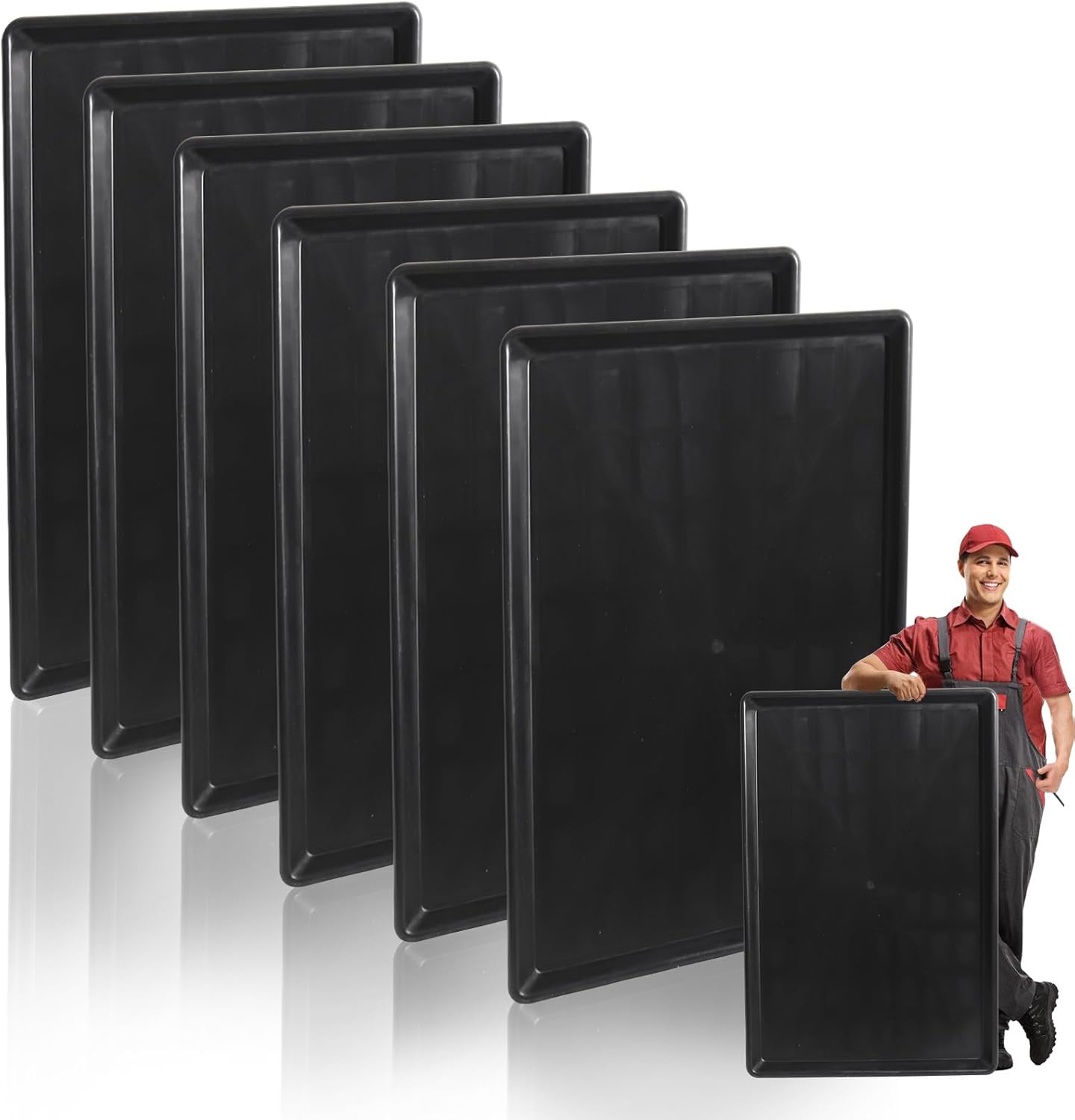 6 Pack Extra Large Oil Drip Pan, 35.4 x 24 x 1.6 in Oil Change Drain Pan, Plastic Oil Drip Tray for Under Car, Oil Catch Pan Tray for Garage, Fridges, Washing Machines, Cat Litter Box Bottom