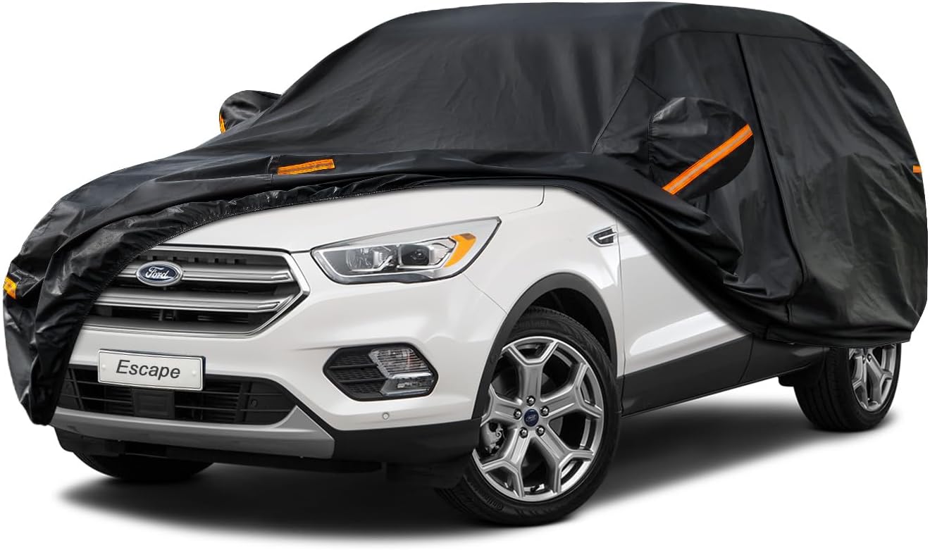 Kayme 7 Layers SUV Car Cover Custom Fit for Ford Escape (2000-2025) Waterproof All Weather for Automobiles, Outdoor Full Cover Rain Sun UV Protection.Black