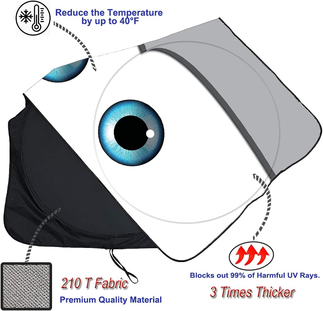 Gven Windshield Sun Shade, The Original Patented Car Eyes 2025 Car Sun Shade Windshield for Front Window Automotive Interior Cover Sun Visor Protector 240T Keep Your Vehicle Cool (Eyes-Grey, S)