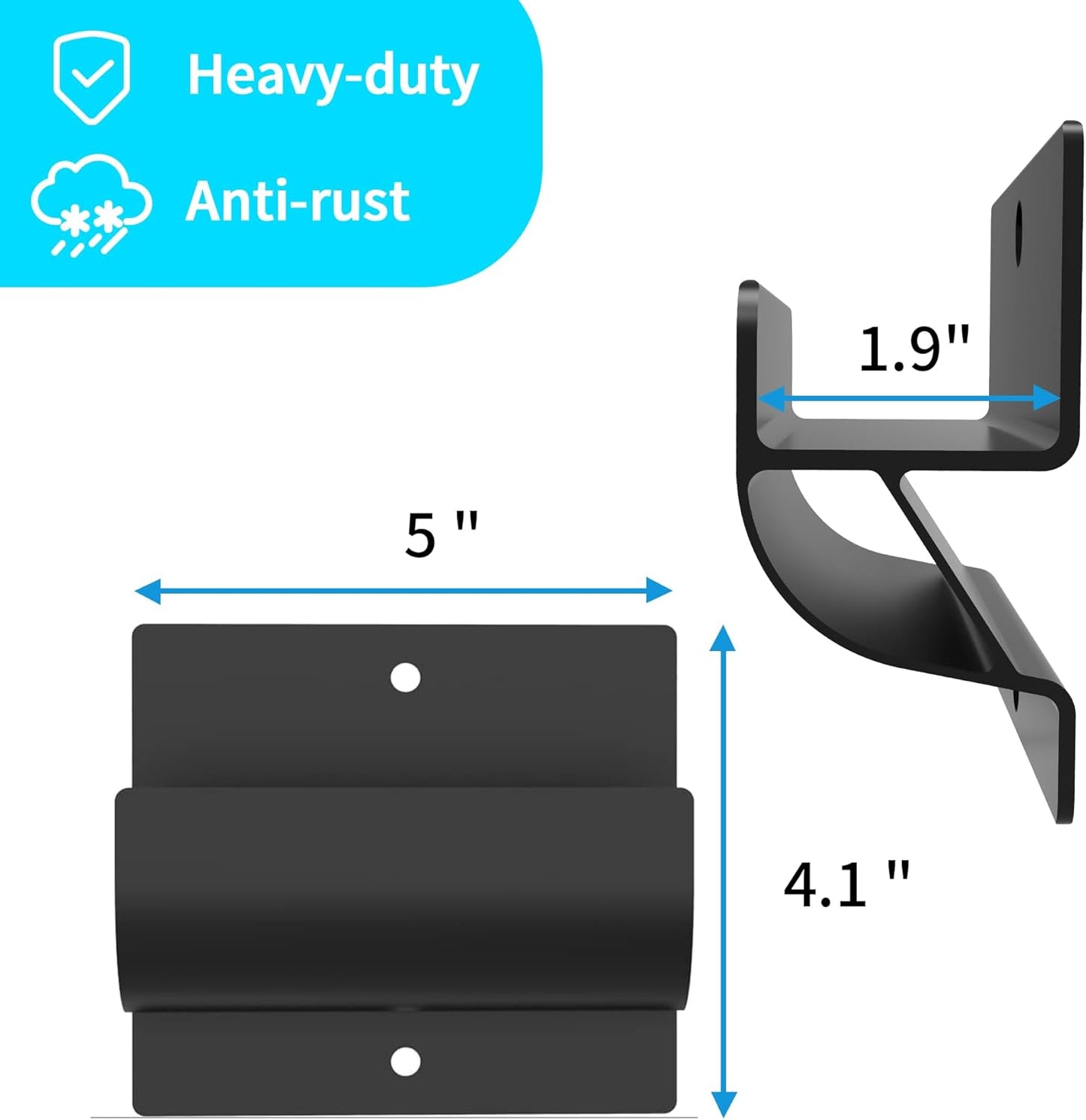 Ladder Hooks for Garage Organization, Wall Mount Storage Rack, Heavy Duty Hangers for Wheelbarrow, Black with Screws