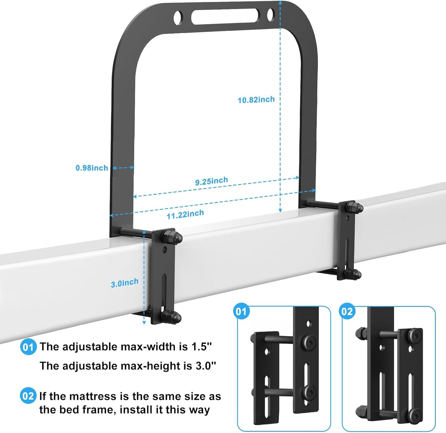 YUOROS Extra Tall Mattress Slide Stopper Holder Gripper Retainer Bar for Metal to Keep Mattress from Sliding