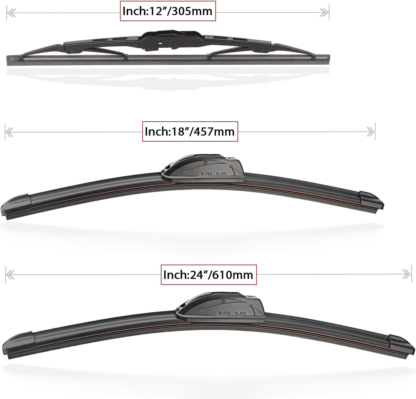 Windshield Wiper Blades Replacement for 2018 2019 2020 2021 GMC Terrain Original Factory Quality Front Rear Wipers Blade Set for My Car - 24" 18" 12" (Pack of 3)