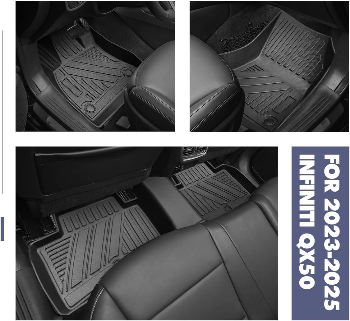 Car Mats Floor Mats Cargo Mats Backrest Mats Fit for 2019-2025 Infiniti QX50 & 2022-2025 Infinit QX55，All-Weather TPE Floor Cargo Trunk Liner Protector for 2019-2025 Infiniti QX50/ QX55 Accessories