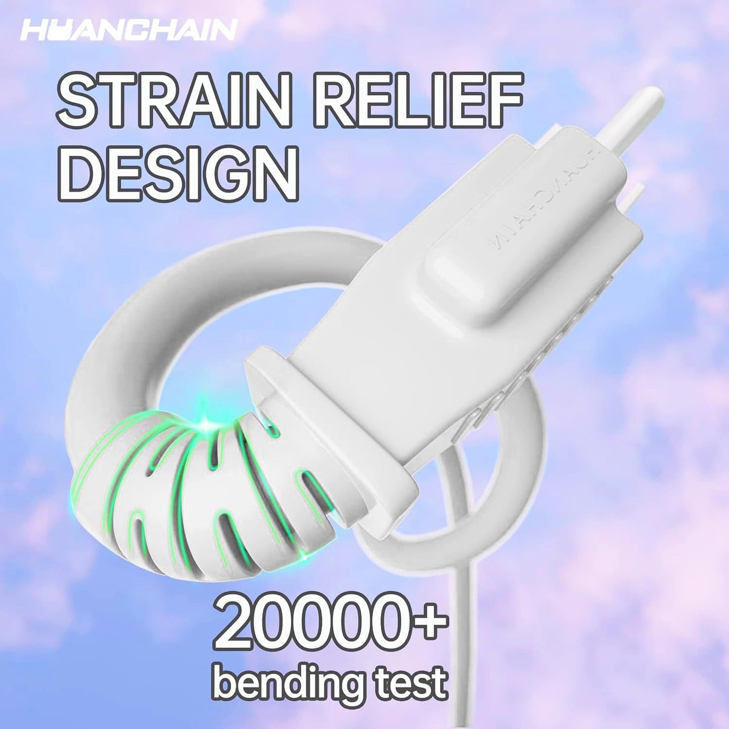 HUANCHAIN Indoor Outdoor White Extension Cord 8 ft Waterproof, 16/3 Gauge Flexible Cold-Resistant Appliance Extension Cord Outside, 13A 1625W 16AWG SJTW, 3 Prong Heavy Duty Electric Cable, ETL