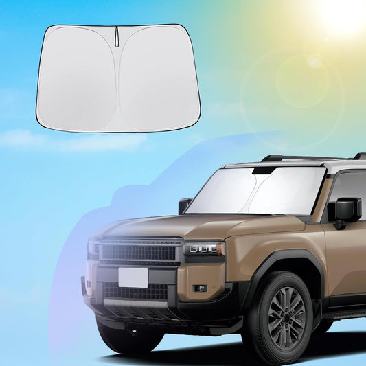 SXCY for 2024 2025 Toyota Land Cruiser Windshield Sunshade for Toyota Land Cruiser 2024 Accessories 2024 2025 Land Cruiser Sunshade Foldable Sun Shield 2024 2025 Land Cruiser Sun Shade Block UV Rays