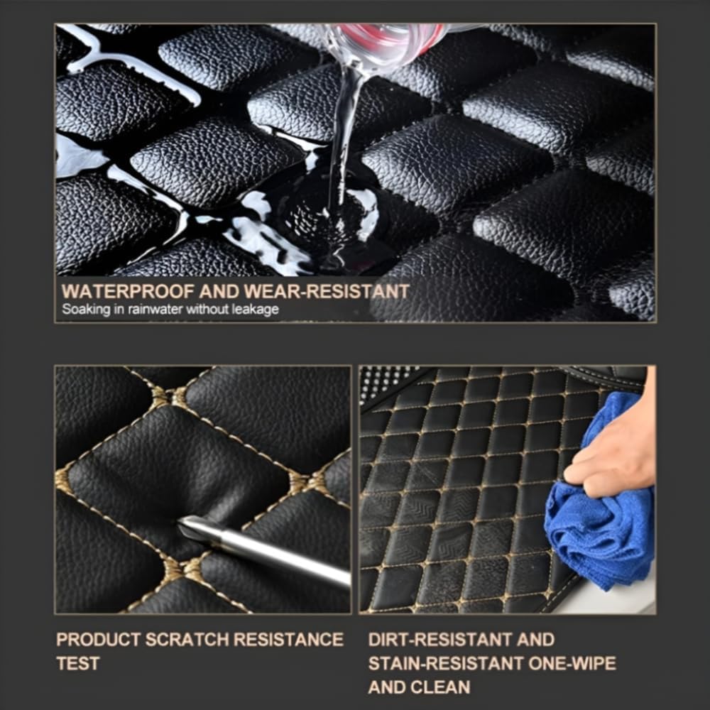 Add Personal Touch to Your Vehicle with IMEISH Customizable Logo Text Car Mats for 99% of vehiclesPads Protection Non-Slip Leather Floor Liners (Black red)