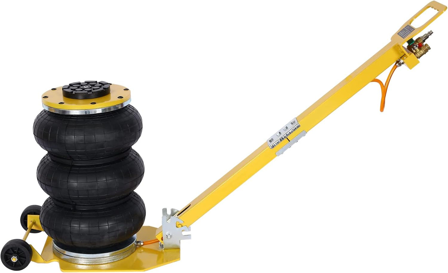 3T Triple Bag Air Jack 6600lbs Pneumatic Jack 3s Fast Lift Up 16in Airbag Jack with Adjustable Long Handle Heavy Duty Triple Air Bag Jack Lift for Cars Garage (Yellow)
