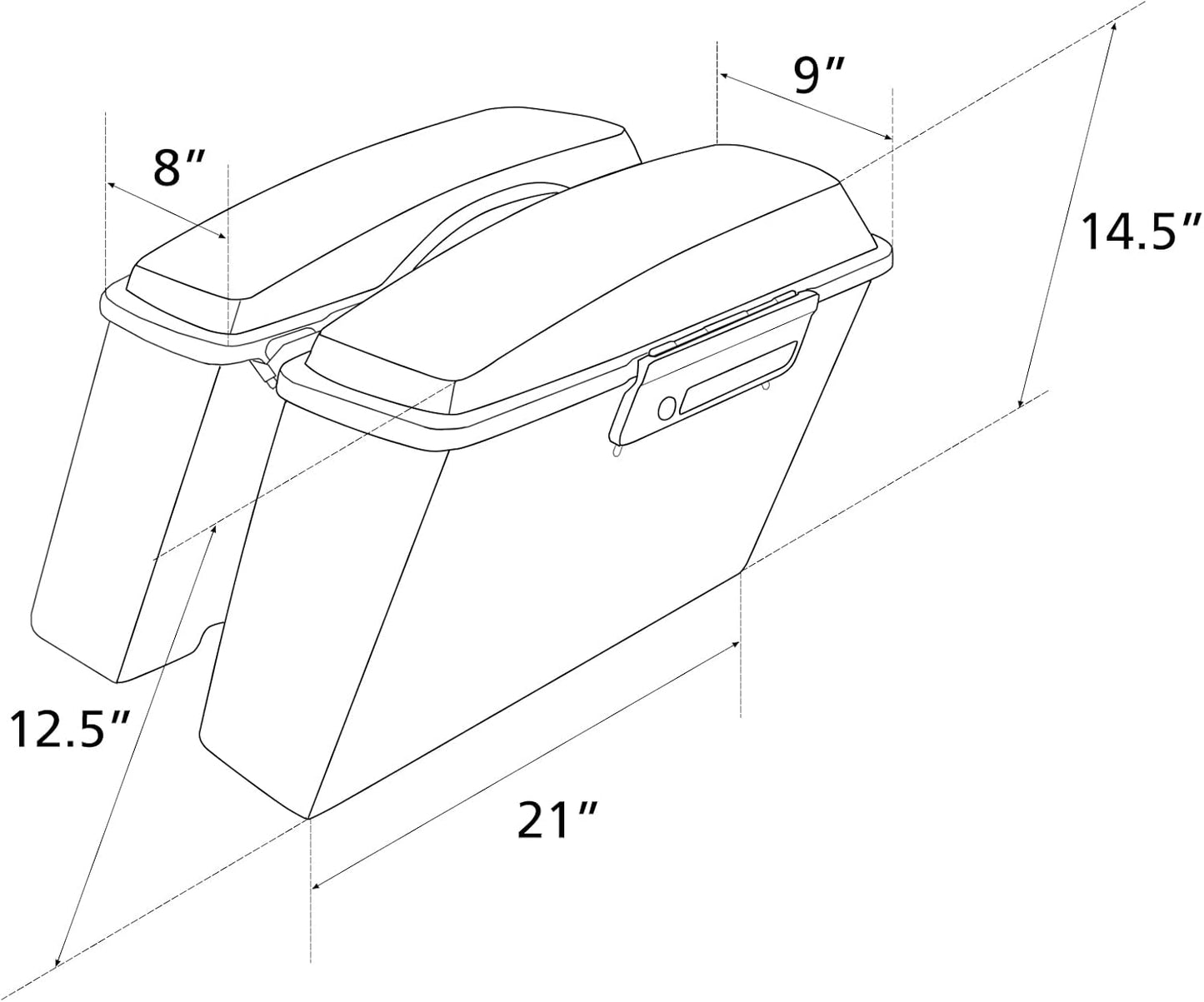 XFMT Motorcycle Vivid Black Hard Saddlebags Saddle Bags Trunk W/Lids & Black Latches For Harley Touring Road King Street Glide Road Glide Electra Glide 1994-2013