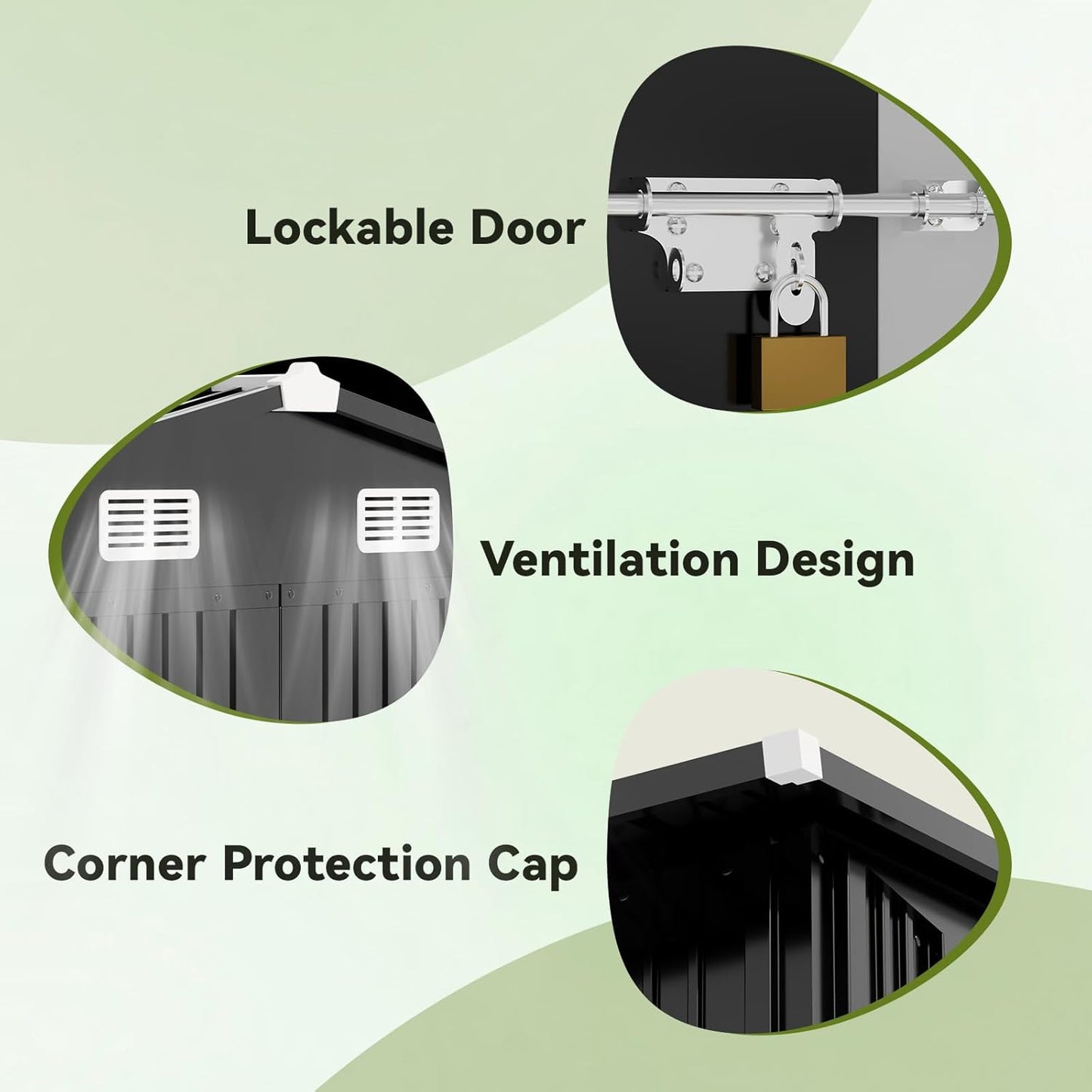 COMHOMA Shed Outdoor Storage Shed Metal,Lockable Doors Tool Sheds with Sloping Roof,Steel Garden Shed with Air Vent for Backyard,Patio,Lawn,Poolside (Grey, 10'*8'/Base)