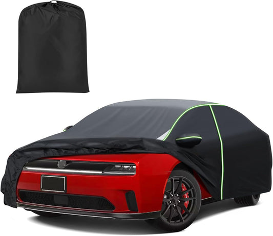 Mixsuper Liner Car Cover for Dodge Charger 2006-2026, 7 Layers Waterproof Car Cover Accessories for Charger with Zipper Door, Windproof Straps, Reflective Strips, Anti-UV, All Weather