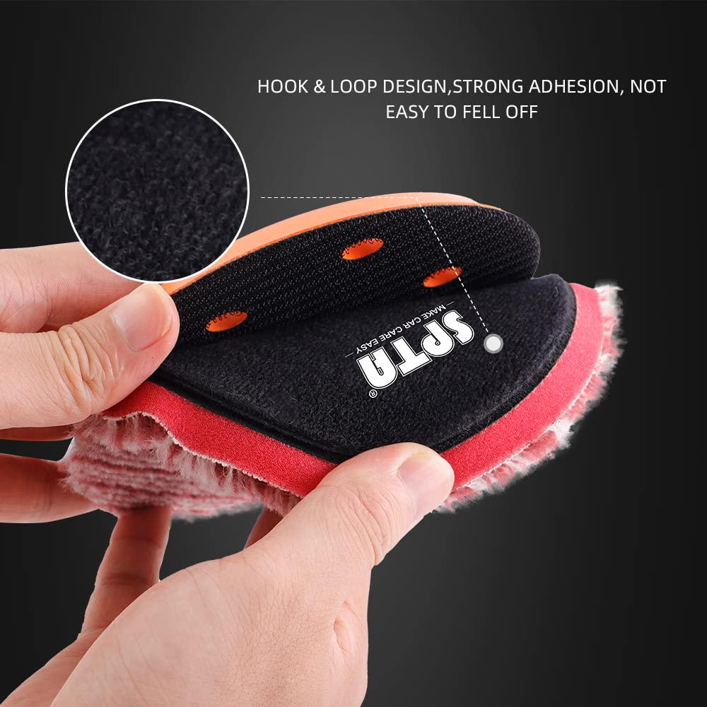 SPTA Wool Polishing Pads, 2Pcs 6 Inch (150mm) Wool Cutting Pad, Short Hair Wool Buffing and Polishing Pad Set, Wool Buffing Wheel for Heavy Cut for 6 Inch Car Polisher Polishing, Buffing and Cutting