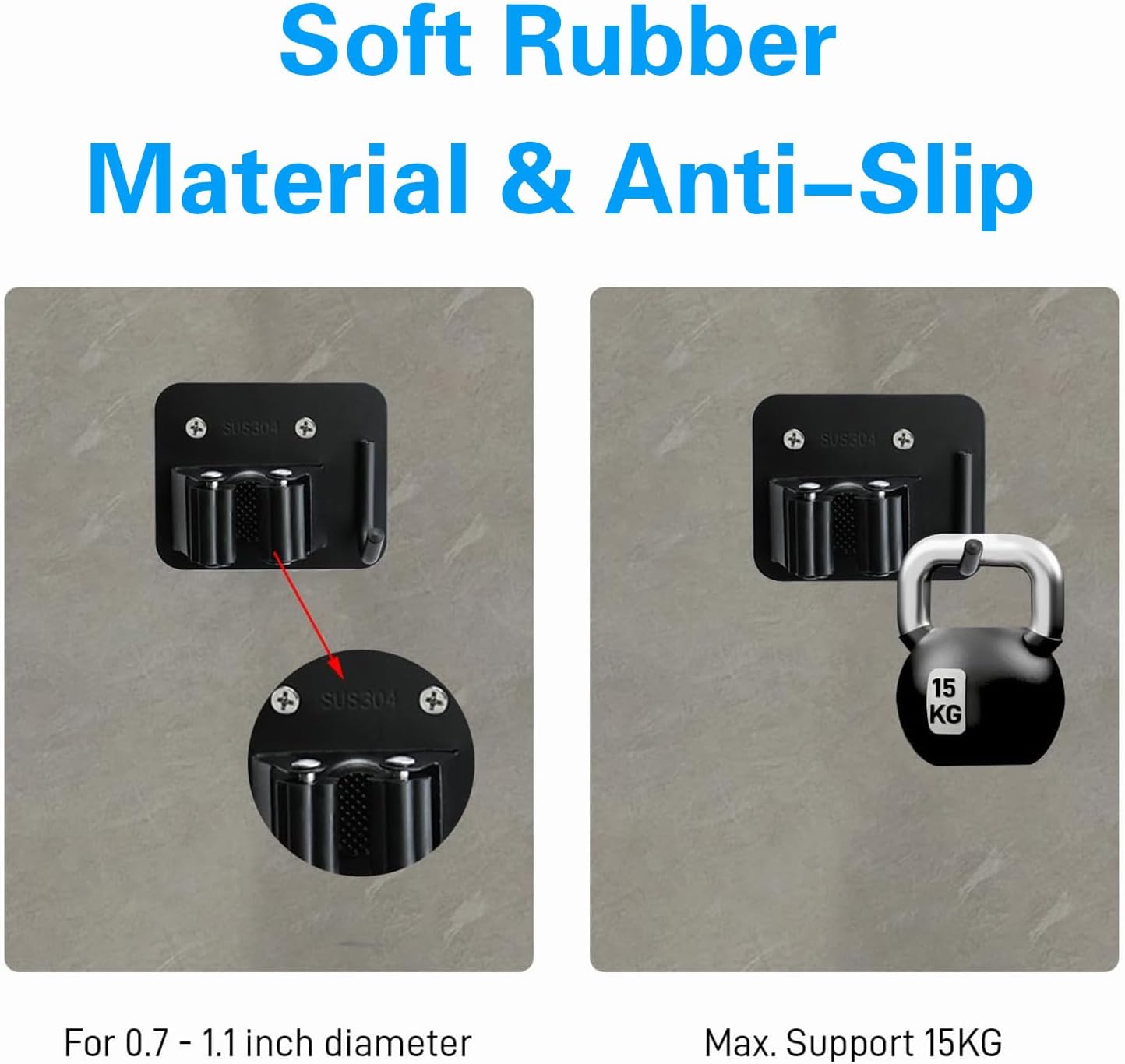 5 Pack Broom Holder Heavy Duty Stainless Steel Broom Hanger with Hooks Screw Drilling Rust Resistant Mop and Broom Holder Wall Mount for Bathroom Kitchen Laundry Room Garage - Black