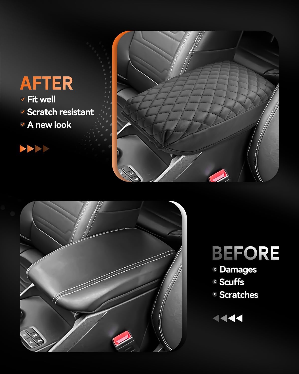 CDEFG for Ford Ranger 2024-2025 Center Console Cover Armrest Box Cover for Ranger (XL, XLT, Lariat, Raptor) 2024 2025 Accessories Console Arm Rest Protector