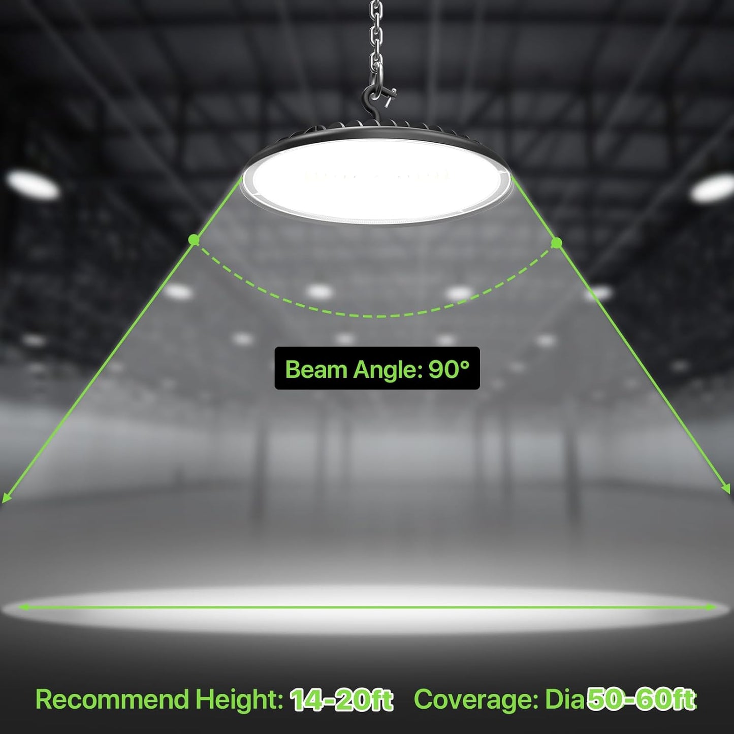 High Bay LED Shop Lights 200W - 28000LM 5000K IP65 Waterproof High Bay Lights with US Plug, Hanging Hook, 4 Pack Commercial Bay Lighting for Barn, Warehouse ETL Listed