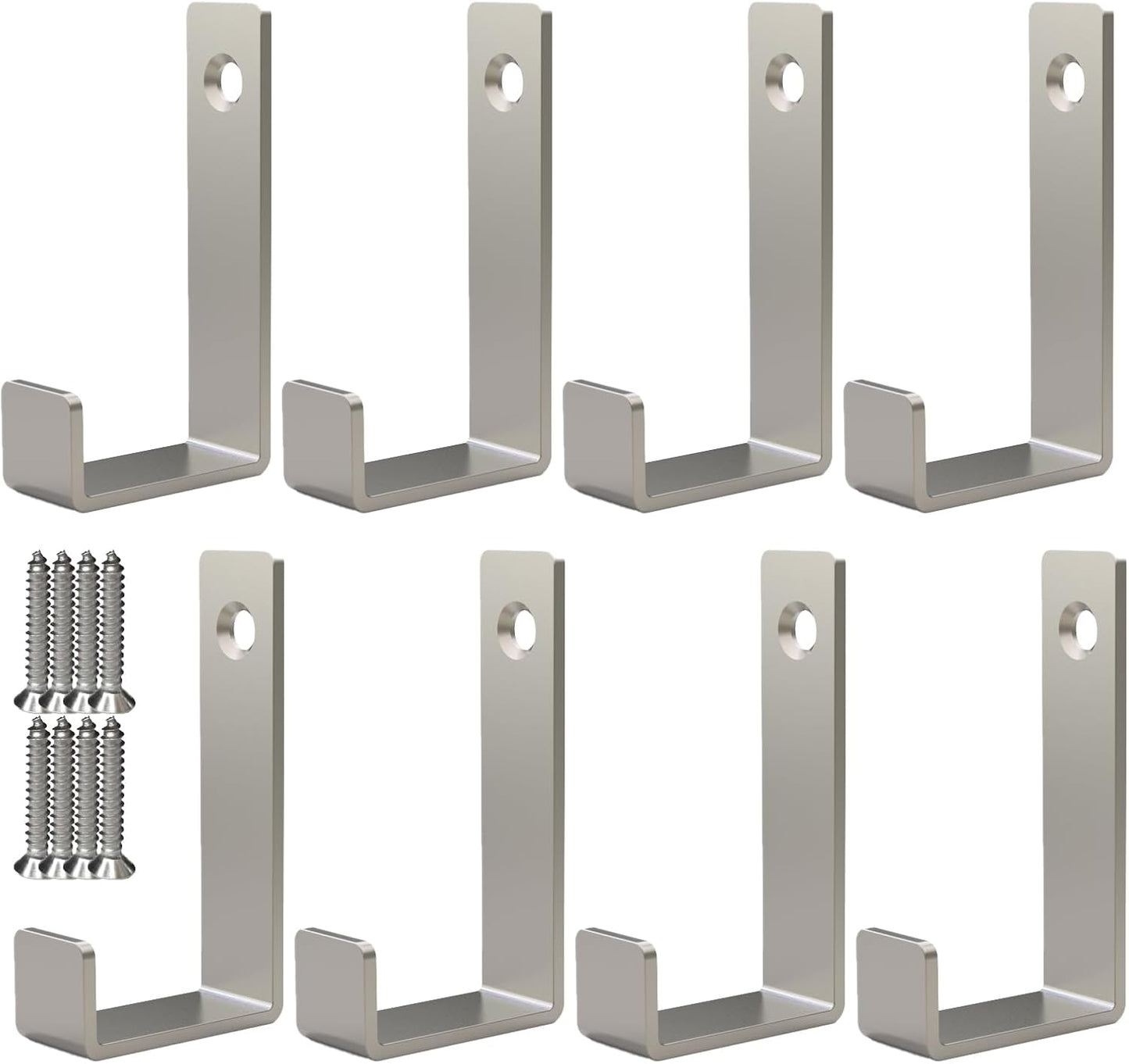 Hooks for Hanging Stainless Steel Heavy Duty Coat Hook Wall Hooks Robe Hanger Hooks Hanging Hat Key Holder for Towel, Bag Indoor Outdoor (Silver-Square, 2.5x1.3inch,8pcs) (-Square, 2.5x1.3)