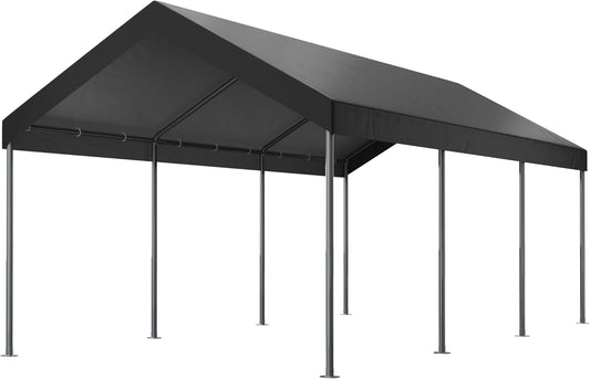 Shintenchi 10x20ft Heavy Duty Carport with UV Resistant Canopy, Powder-Coated Steel Frame, Easy to Assemble Portable Garage, Stable Carport for Car, Bike, Camp, Outdoor Storage (Grey)