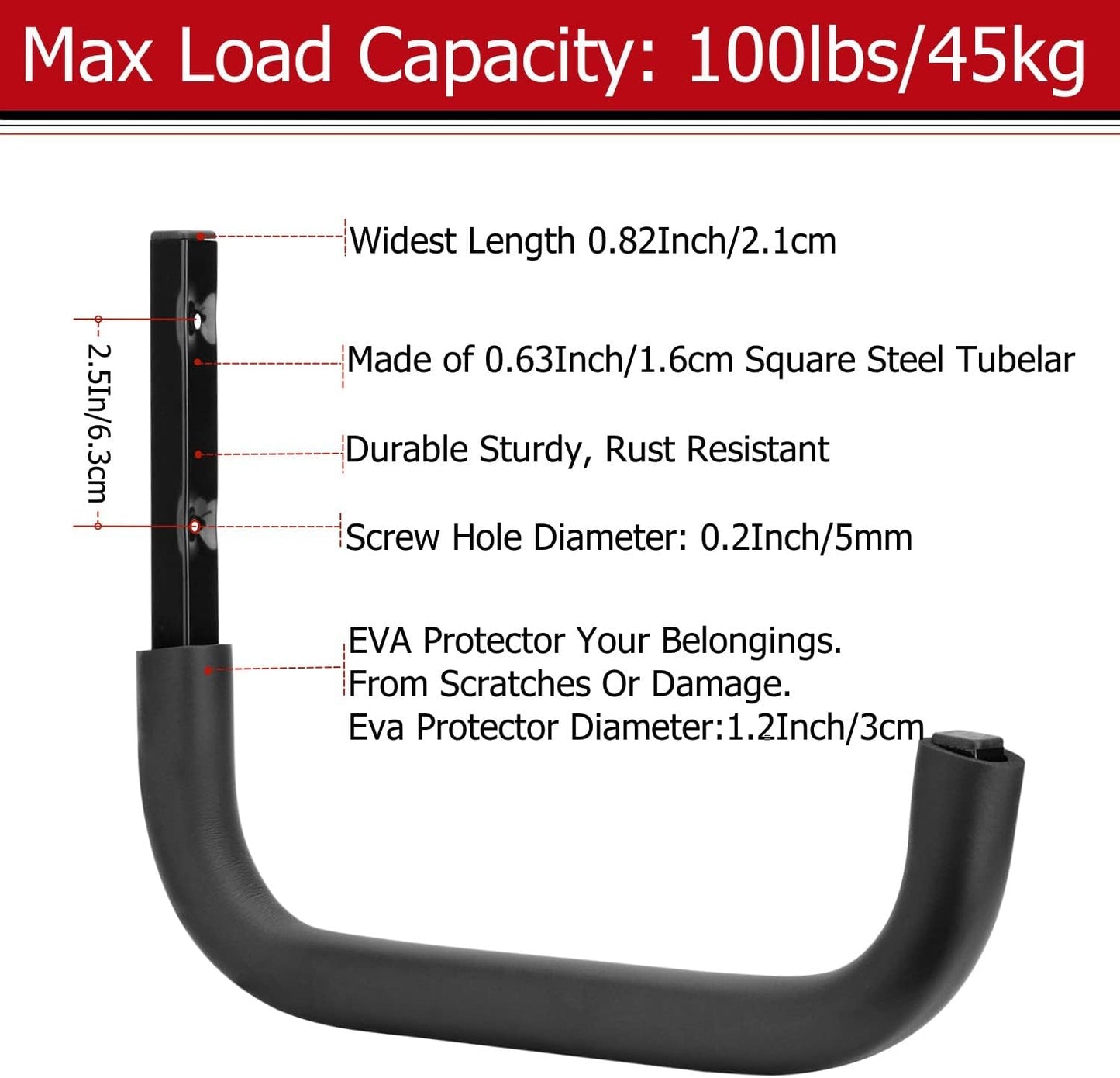 Large Garage Storage Hooks, 12.4 Inch Heavy Duty Garage Storage Organizer Wall Mount Hanging Hanger, Each Max Load 100lbs