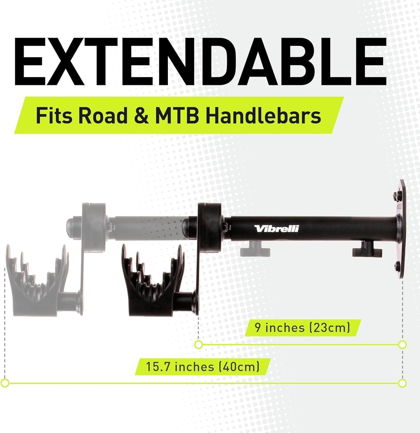 Vibrelli Bike Wall Mount - Horizontal Storage Rack for Hanging Bicycles in Home or Garage - Adjustable Bike Hanger, Holder - Wall Bike Rack Hooks for Bicycles - Mountain, Road, Hybrid