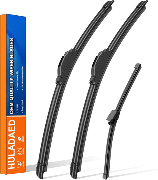 HULADAED® 26''+18''+9'' Windshield Wipers Replacement for Hyundai Veloster 2017 2016 2015 2014 2013 2012,Silicone Front Rear Wiper blades for MY Car-All Weather & Quiet(3 PACK)