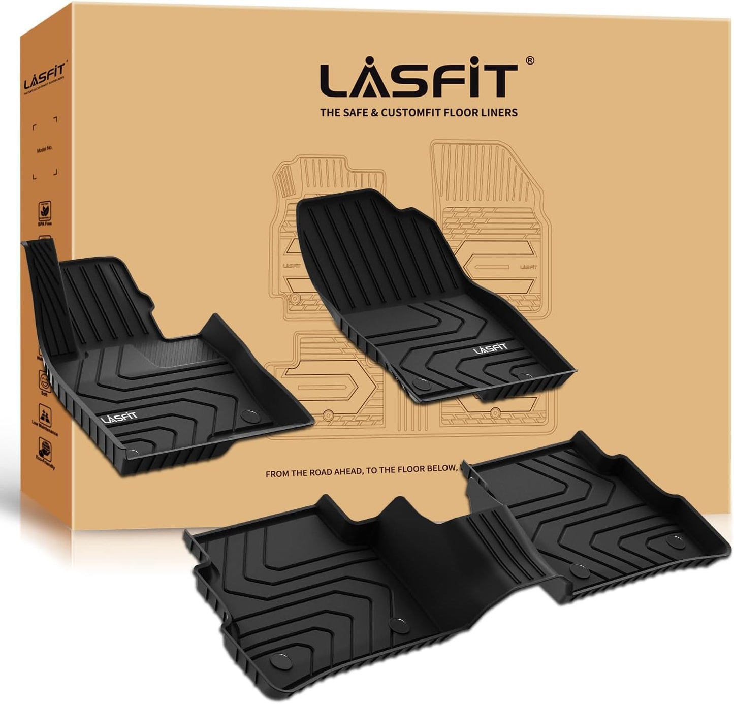 LASFIT Floor Mats Fit for Mazda CX5 2025 2024 2023 2022 2021 2020 2019 2018 2017 Custom Fit TPE All Weather Floor Liners 1st & 2nd Row Car Mats for Mazda CX-5, Black
