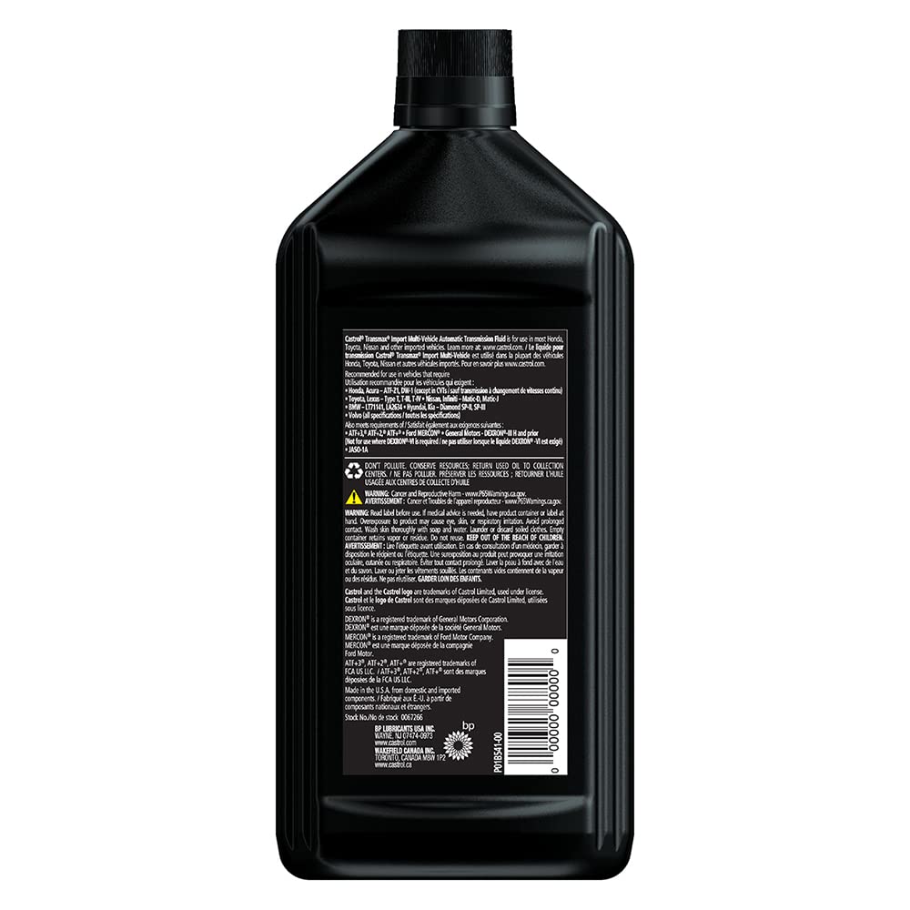 Castrol Transmax Import Multi-Vehicle Automatic Transmission Fluid - 1 Quart, Pack of 2