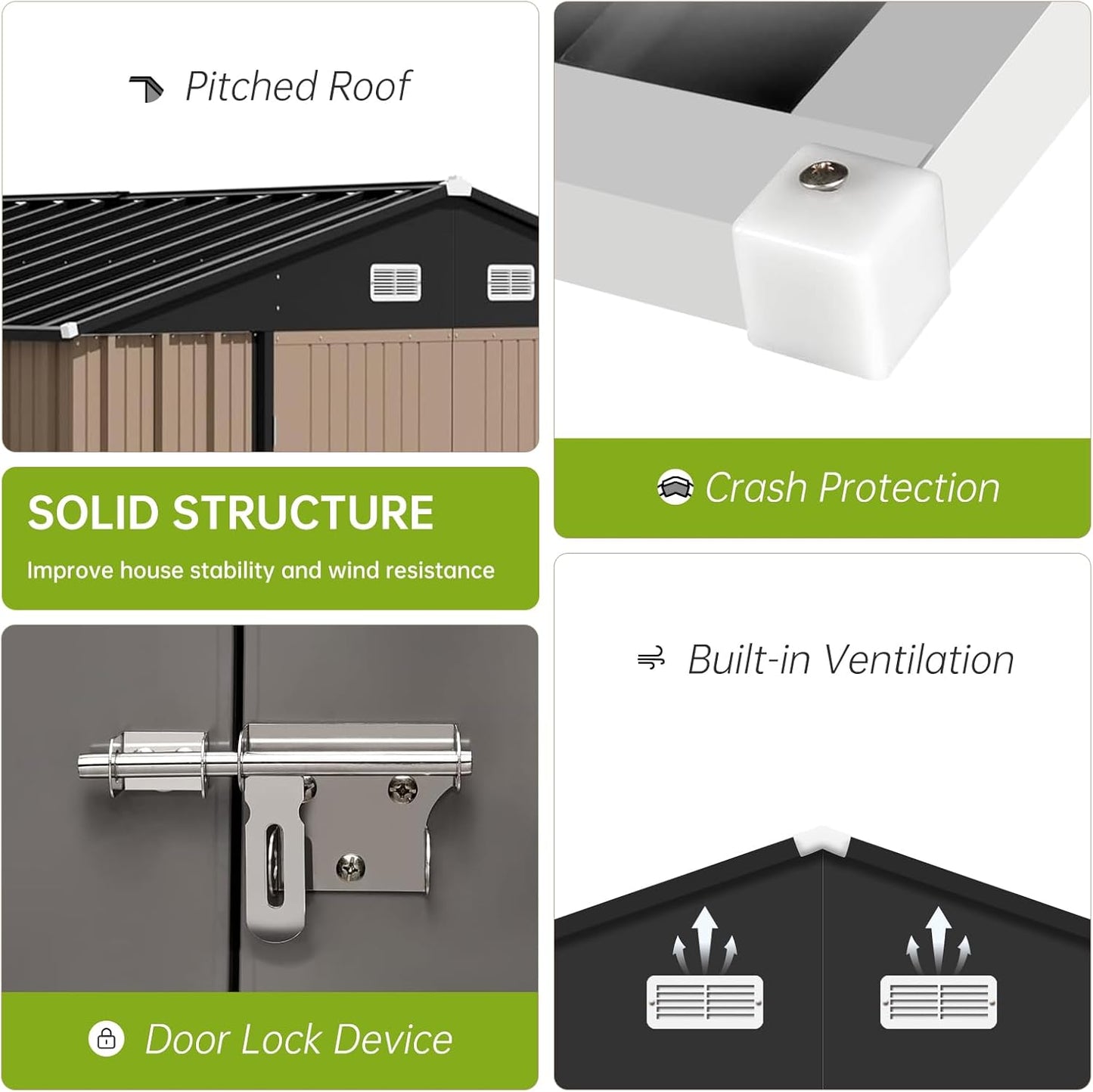 12x10 Ft Outdoor Storage Shed, Large Steel Multipurpose Yard Shed, Metal Outdoor Tool Shed with Sloped Roof and Door Lock Design for Organizing Tools & Equipment in Yard, Garden, Grey