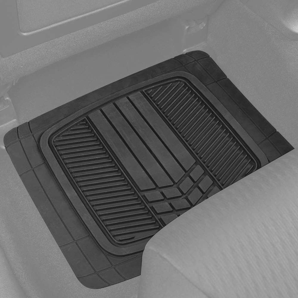 BDK Rubber Car Floor Mats All Weather Waterproof 4-Piece Sporty Two-Tone Design Car Mats Full Set - Universal Trim-to-Fit Floor Mats for Car, SUV, & Trucks - Car Carpet Protector