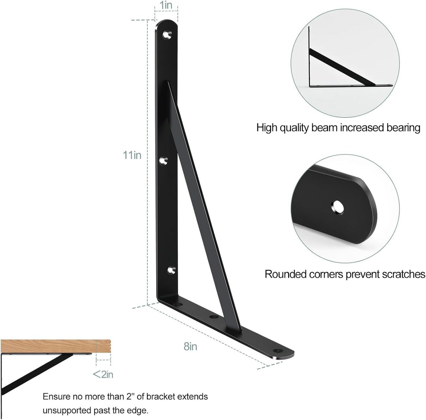 24 Pack L11 x H 8" Black Heavy Duty Shelf Brackets with Screws Metal Shelf Brackets Shelf Support Angle Brackets for Shelves L Brackets Heavy Duty Floating Shelf