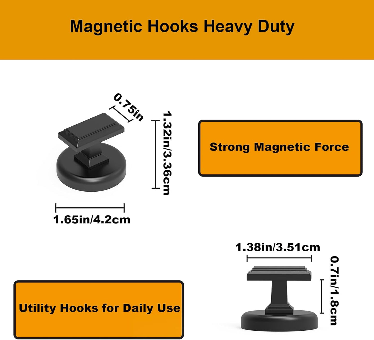 Ant Mag Magnetic Hooks Heavy Duty 160lbs for Coat Hanging with Rectangle Hook with Zinc Plated Strong Magnet Hangers for Metal Surface Great Organization for Cruise Cabinet Door Kitchen Room Office