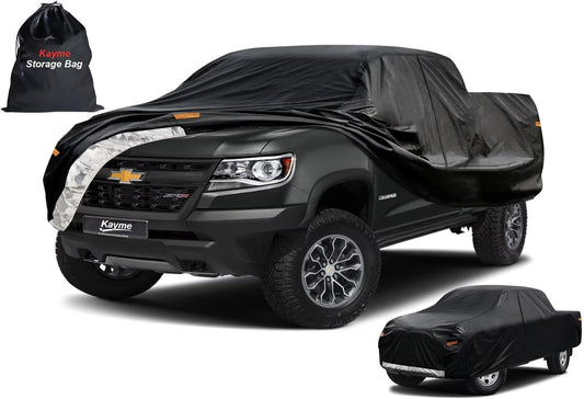 Kayme Truck Cover Custom Fit Chevrolet Colorado(2003-2025) Extended/Crew Cab SB. Full Exterior Heavy Duty Outdoor Pickup Truck Car Cover Waterproof All Weather.Car Tarp for Wind Sun Dust Protection.
