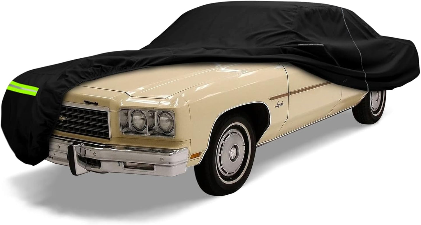 Waterproof Car Cover Compatible with Chevrolet Impala/Bel Air/Biscayne 1971-1976 2 & 4-Door Sedan/Couple/Hardtop 210T All Weather Classic Car Covers with Zipper Door for Snow Rain Protection