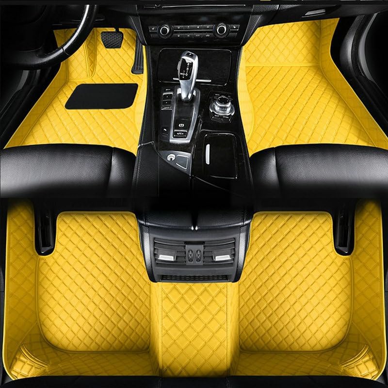 Custom Artificial Leather Waterproof All-Weather Car Floor Mats Fit for 99% Sedan SUV Sports Car Vehicle Car Mat (Yellow)