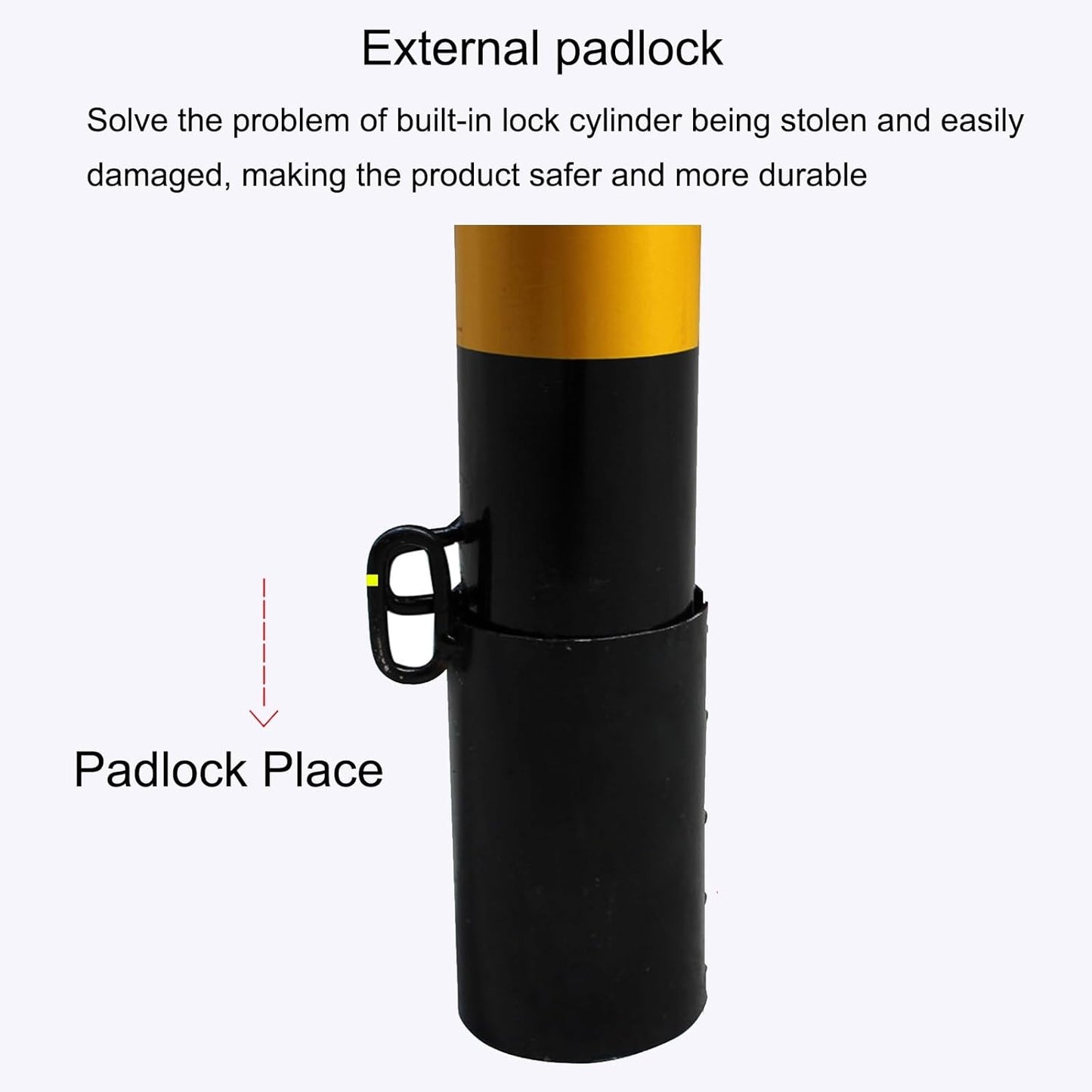 Safety Bollard Post, Steel Security Post Barrier Traffic Pole, Removable Bollard with Embedment Sleeve, Safety Barrier Bollard for Driveways, for Parking Barrier, Road Safety(600mm/24in)