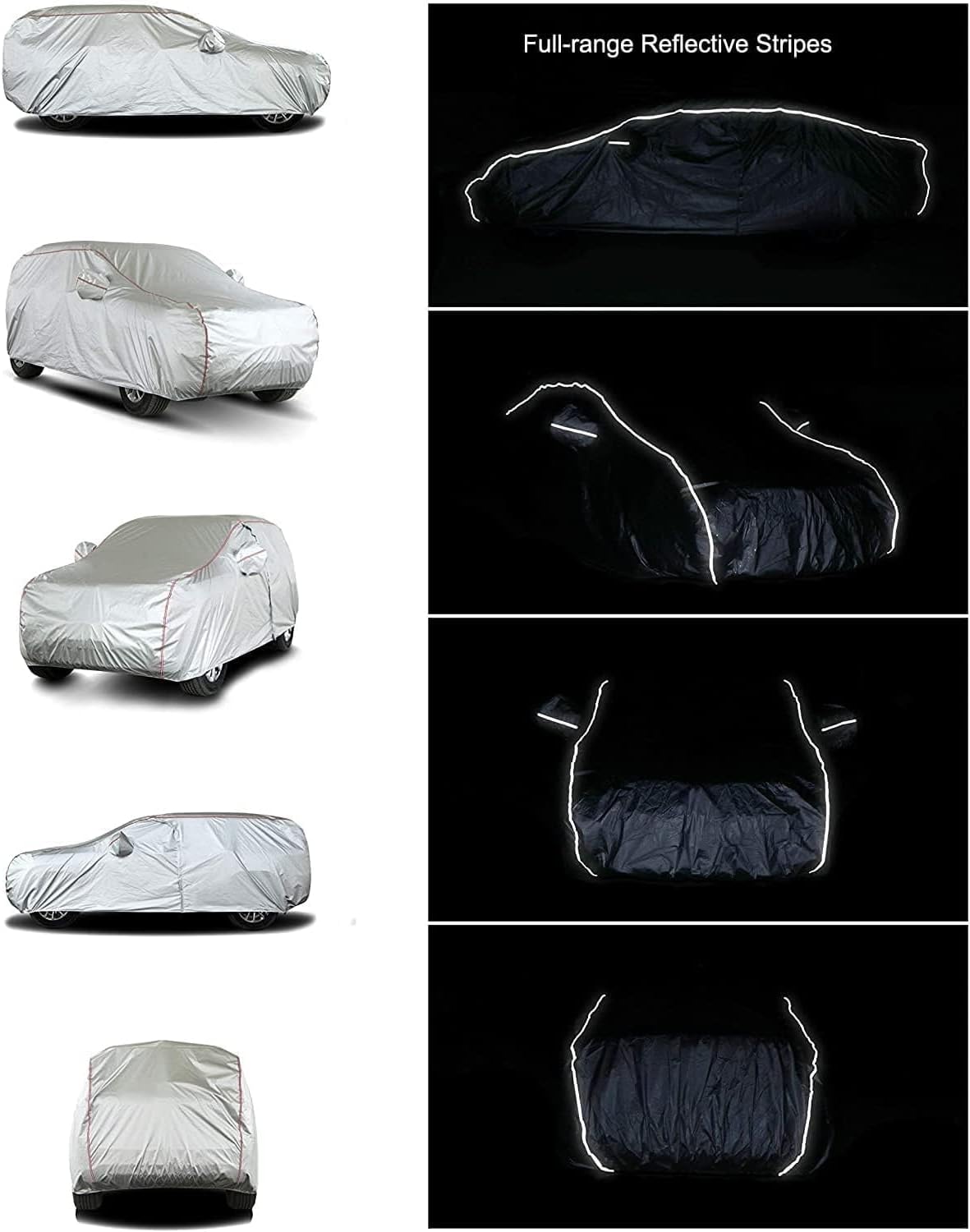 Tecoom Hard Shell Zipper Design Waterproof UV-Proof Windproof Car Cover for All Weather Indoor Outdoor Fit 216-230 Inches Full-Size SUV/Van