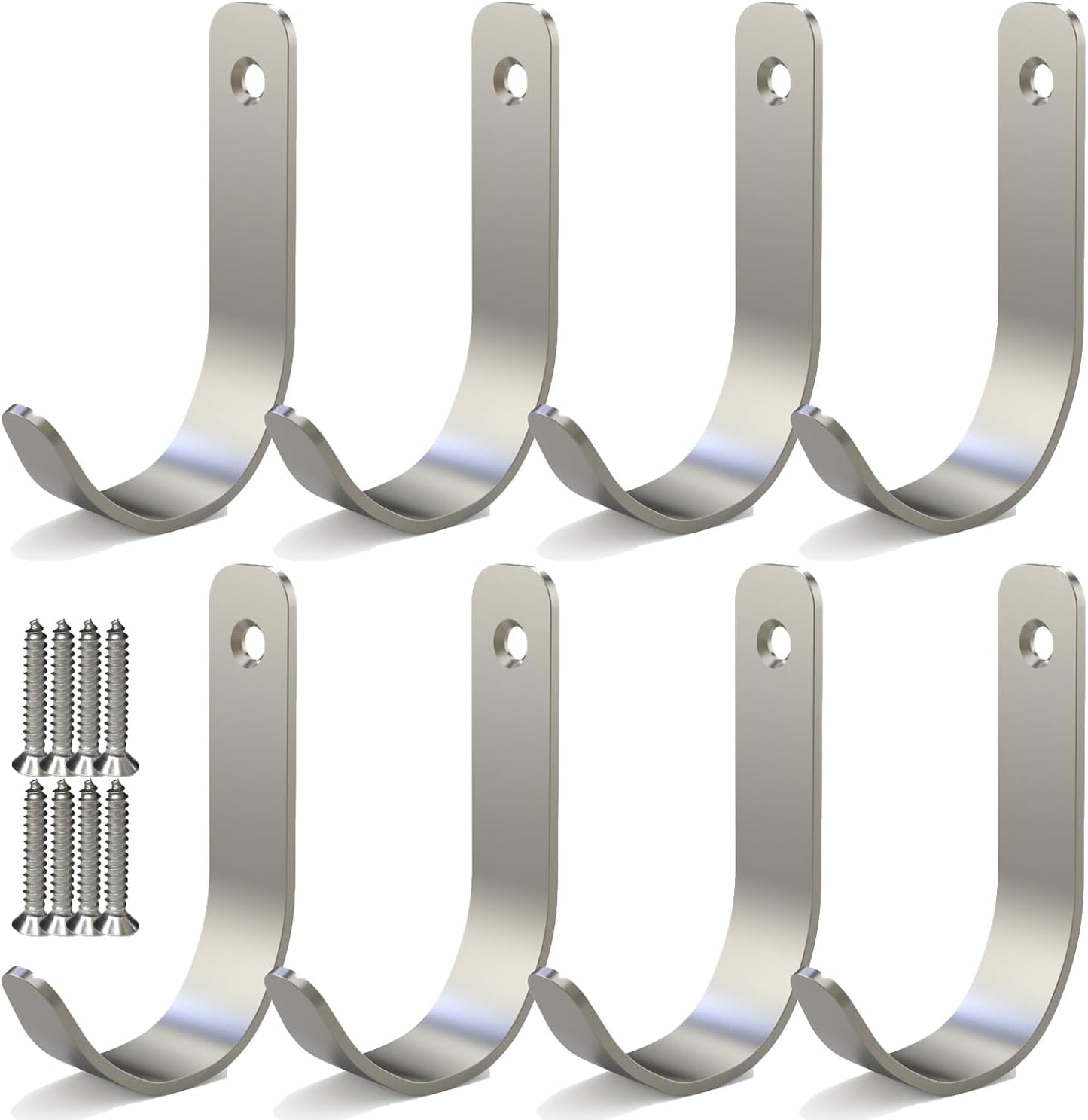 Hooks for Hanging Stainless Steel Heavy Duty Coat Hook Wall Hooks Robe Hanger Hooks Hanging Hat Key Holder for Towel, Bag Indoor Outdoor (Silver-U Shaped, 3X1.8inch,8pcs)