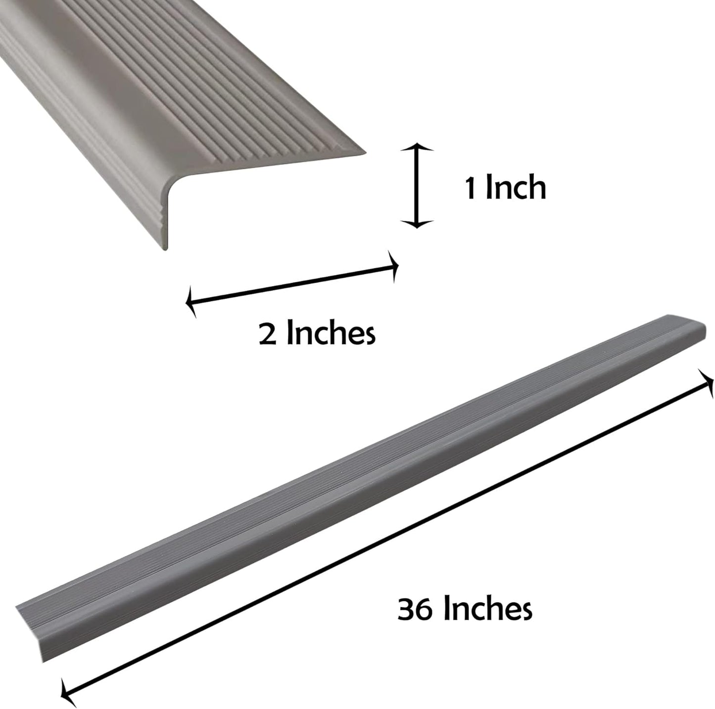 Rubber Bond Stair Edge Protector (Pack of 5) 36x2x1 inch Anti-Slip Stair Corner Trim Rubber Strips - Waterproof Self-Adhesive Staircases for Outdoor & Indoor Uses | Protect Kids & Pets - Grey