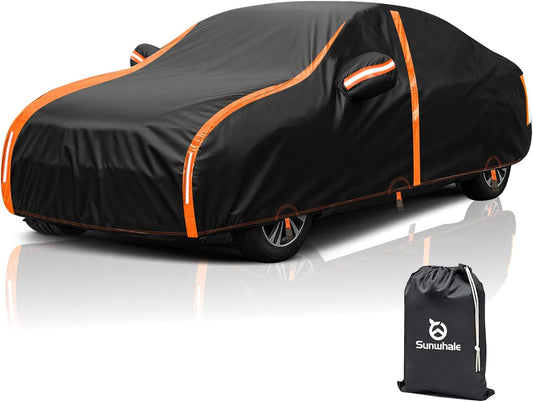 Car Cover Waterproof All Weather for Automobiles Winter Snowproof Rain UV Protection Heavy Duty Outdoor Sedan Car Cover & Car Snow Cover Universal Fit for Sedan Length Up to 188’’
