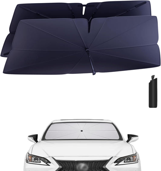 Windshield Sun Shade Umbrella Compatible with 2019-2025 Lexus ES Accessories: Custom Fit 240T Silver, Double Thickened, Foldable Sunshade Window Sun Visor, Ultimate 99% UV Blocking for 250, 300h, 350