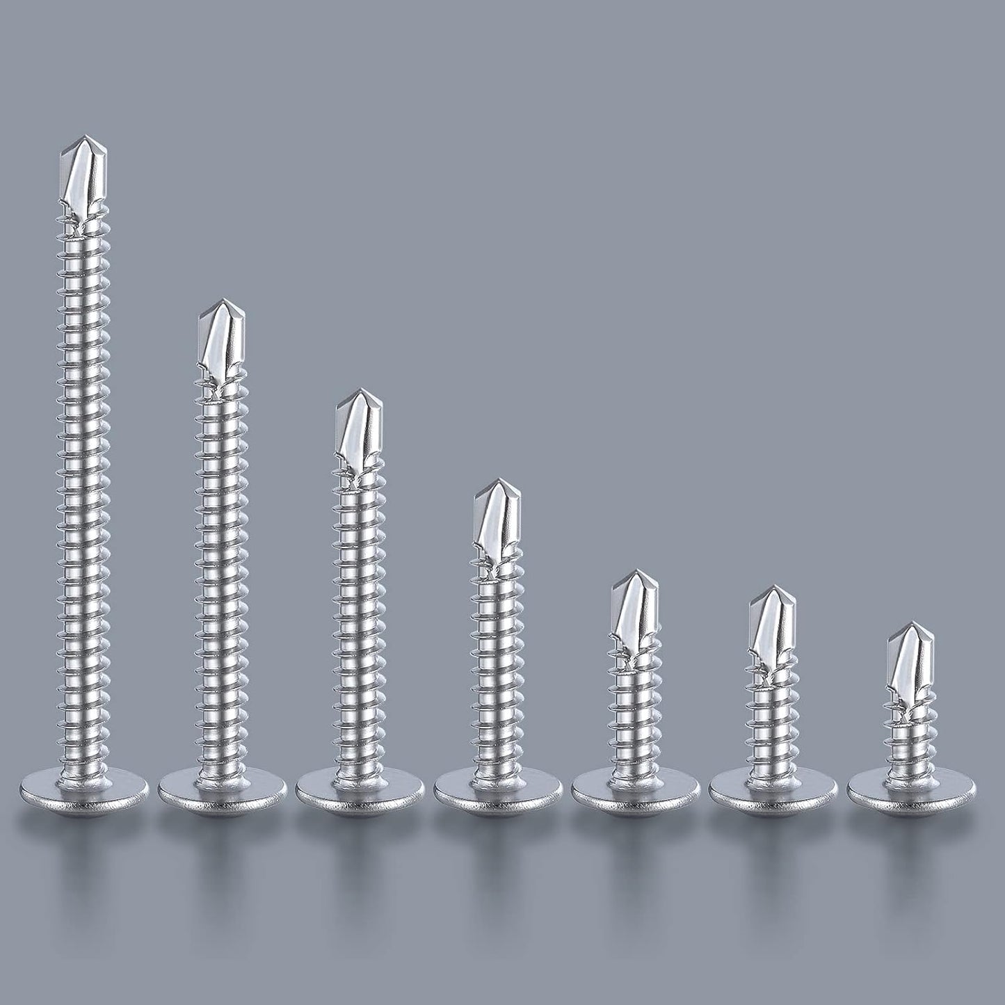 Wensilon（300pcs）#8×1/2”for Sheet Metal Self-Tapping Screws 410 Stainless Steel Truss Head High-Strength Quick Tapping Screws