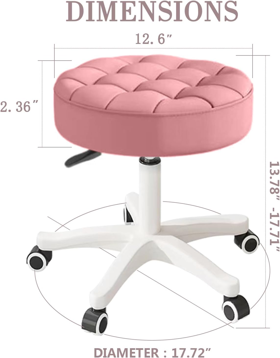 Small Chair Round Rolling Stool with Wheels PU Leather Height Adjustable Swivel Drafting Work SPA Salon Stools Home Office Chair,4 Pack