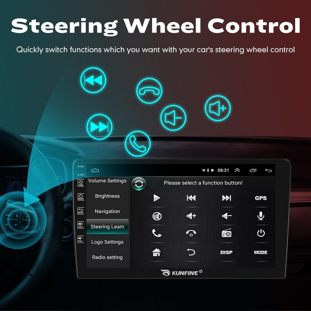 Kunfine Car CarPlay Android Auto Navigation Stereo GPS Radio Reverse Camera Display 9" IPS Touchscreen Headunit Tablet Pad Media Player for Peugeot 301 13-22, if Applicable Octa Core 6G+128G Silver