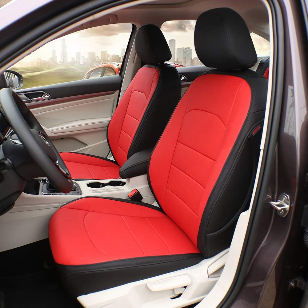 EKR Sportage Seat Covers Custom Fit for KIA Sportage S,EX,LX,SX,SX Turbo 2017 2018 2019 2020 2021 2022 Leather Car Seat Cover Full Set - Faux Leather (Black with Red Piping)