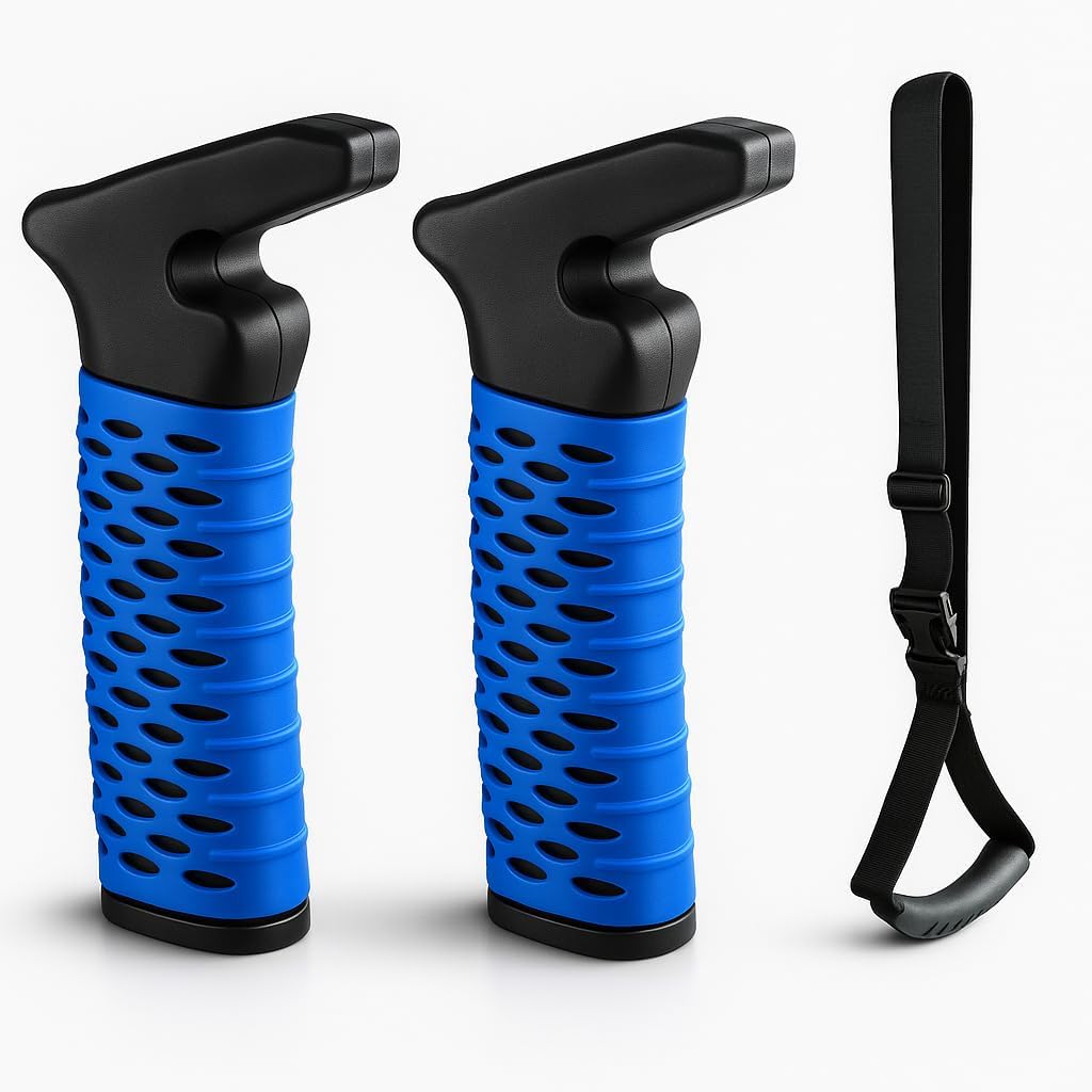 Car Door Handle for Elderly, Car Handle Assist Support, Portable Elderly Assistance Mobility Aids Auto Grab Cane with Strap for Seniors and Handicapped Getting Out of Car, Blue, 2 Pack